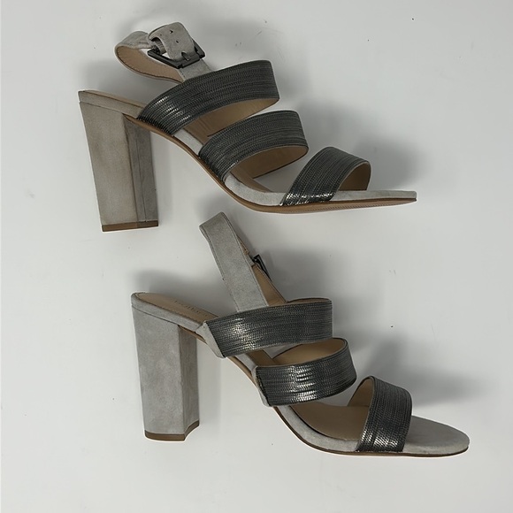 Botkier New York Gray Metallic Suede Heeled Genesa Sandals Size 10 - Picture 6 of 11